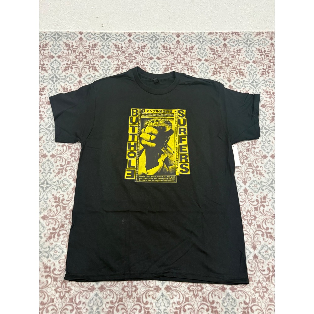Butthole Surfers Band T-Shirt Black Yellow Graphic Print Mens Large Gildan L